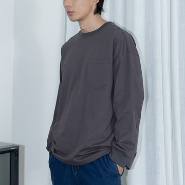QUEENSHOP_ F 男裝 長袖 簡約單口袋長袖素面上衣 七色售S/M/L/XL 現+預 【01190159】