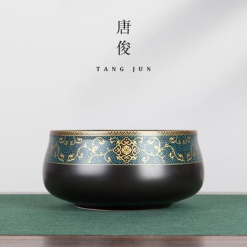 唐俊 琺瑯彩茶洗大號特大杯洗放茶杯加大水洗大容量筆洗家用配件