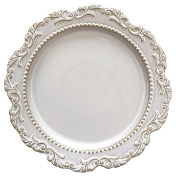 Cozy Table 復古巴洛克餐盤  奶油色 + 米色  1個  直徑 27cm x 高 3cm