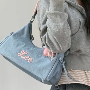 LEE WONTON BAG 韓系 藍粉 雲吞包 蝴蝶結 芭蕾風 腋下包 單肩 / 代購