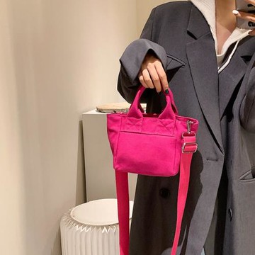 韓國時尚迷你帆布包包女2025新款手拎手機包休閑百搭單肩斜挎小包