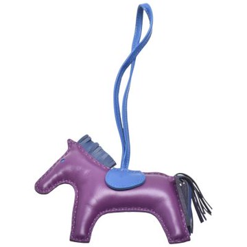 HERMES 愛馬仕 RODEO GM 馬兒造型拼色小羊皮鑰匙圈/吊飾(大-深紫/深藍/藏藍)