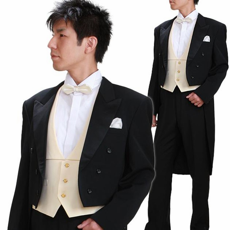 タキシード レンタル 黒エンビ 白ベスト レンタル 新郎 燕尾服 レンタルタキシード 結婚式 スーツ 貸衣装 tuxedo 二次会 往復送料無料 NT-032  | LINEブランドカタログ