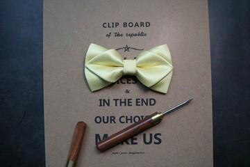 柠檬黄钻石结暗纹领结英伦风时尚蝴蝶结