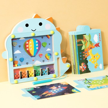 早教兒童益智玩具 恐龍磁性運筆走珠玩具  顏色認知運筆 益智智力玩具