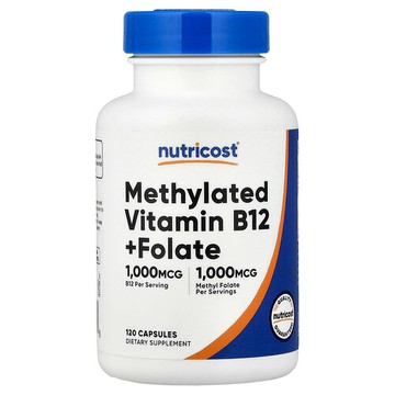 Nutricost, 甲基化維生素 B12 + 葉酸，120 粒膠囊