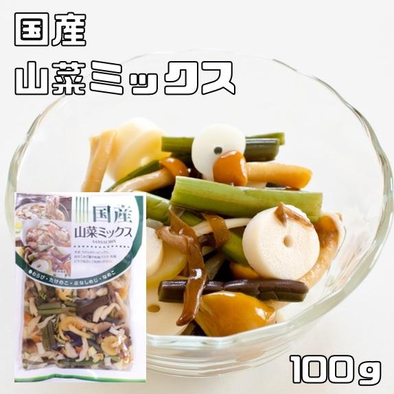 山菜ミックス水煮 100g 国産 国内産 国内加工 マルナカ食品 わらび 筍 なめこ ぶなしめじ 山菜水煮 便利 簡単 水煮野菜