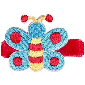 蝴蝶刺繡髮夾 全包布手工髮飾Butterfly-Turquoise