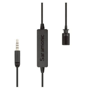 Saramonic 楓笛 LavMicro-S 立體聲領夾式麥克風 全向性電容式 適用於相機/手機/錄音設備 3.5mm/6.3mm音頻輸出 6米長傳輸線  黑色