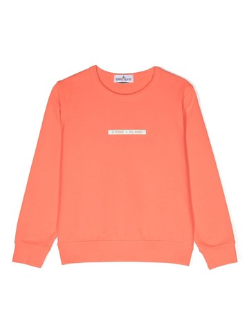 Stone Island Junior - debossed-logo cotton sweatshirt - kids - Cotton - 10 - Orange