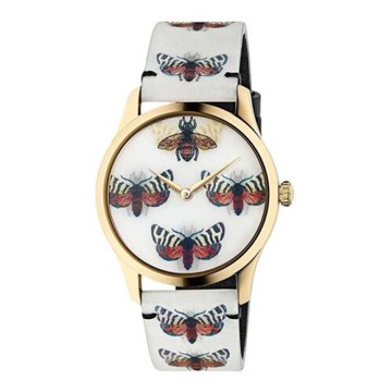 送禮首選★GUCCI 古馳蜂蝶面腕錶/YA1264109  附提袋【全館滿額折價★APP下單點數4倍送】線上購買享_實體門市同步服務