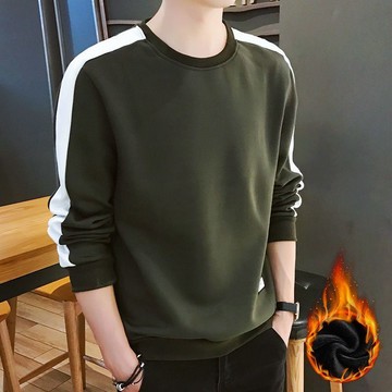✨優品✨ 大尺碼上衣男 刷毛太學t 衛衣男 秋冬季加絨保暖套頭衛衣男裝韓版修身休閒圓領長袖T恤學生打底衫40