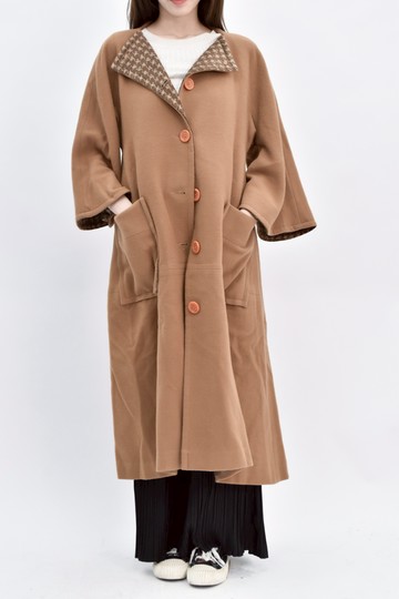 (L) yen lin hsu質感長版排扣大衣棕色外套