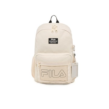 FILA 網布LOGO休閒後背包(附識別證套)-米白 BPA-3004-IV