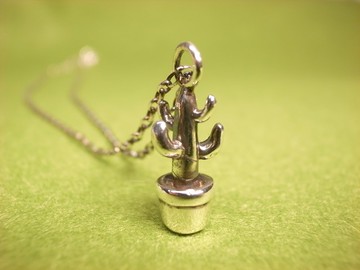 二毛銀【多肉植物系列─大款-仙人掌-項鍊】銀