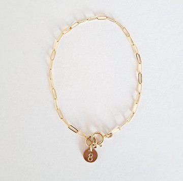 方形設計鍊子手鍊 (附數字飾牌)