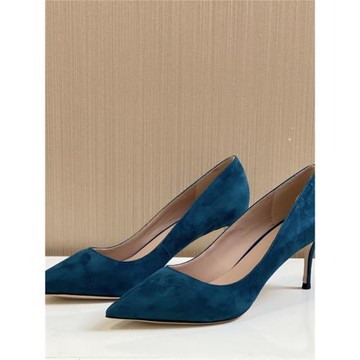 莞產 6.5cm 羊猄 細跟尖頭 淺口舒適 OL 職業通勤高跟鞋 女單鞋