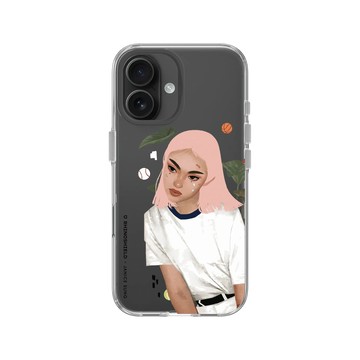 iPhone 16 Clear Case（相機按鈕） 透明 - Janice Sung - Pink Sand 粉砂