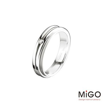 MiGO 相遇鑽石/白鋼男戒指