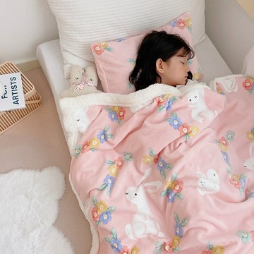 韓國可愛卡通牛奶絨羔羊絨毛毯  法蘭絨毛毯 加厚羊羔絨毛毯 沙發毛毯 辦公室蓋毯 毛毯 卡通毛絨 單人毛毯 雙人毛毯【非醫療器材】