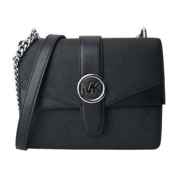 MICHAEL KORS 銀圓MK 防刮PVC 鍊帶mini肩背包(黑)