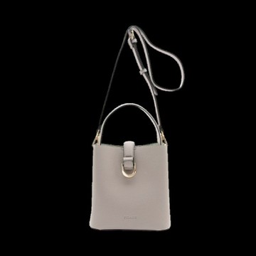 FIRANO-腰帶釦飾翻蓋單肩手提/斜背手機包(淺灰色)