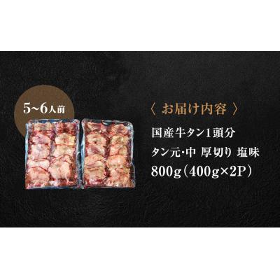 ふるさと納税 東松島市 牛タン 国産 厚切り 800g(400g×2)冷凍 小分け たん元　牛たん 焼肉 BBQ 宮城県