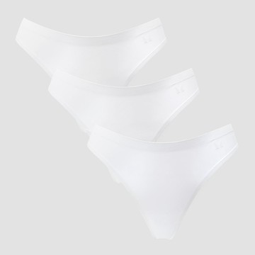 MP Women's Mid Rise No VPL Thong (3 Pack) - White - M