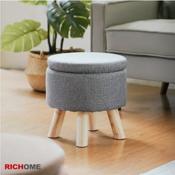RICHOME 麻布圓收納凳W35xD35xH35CM