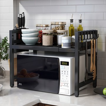 GAGU FEELING 家具風格 寬度可調 微波爐層架  64 x 36.5 x 45cm  黑色  1格