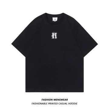 KUBA潮牌炸街撞色字母印花男女情侶oversized休閑學生圓領半袖t恤