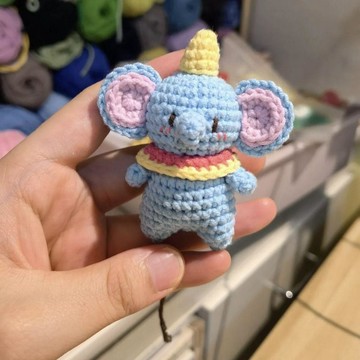 送教程💖手工編織diy材料包鉤針毛線大耳朵小飛象鑰匙扣可愛掛件送朋友 diy手作材料包 刺繡材料包情侶 手作小物禮物