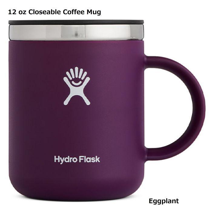 HydroFlask ハイドロフラスク 12oz Closeable Coffee Mug #5089331 Eggplant 354ml ステンレスマグカップ 蓋付き 真空断熱構造 マイカップ 8901080046212 正規品