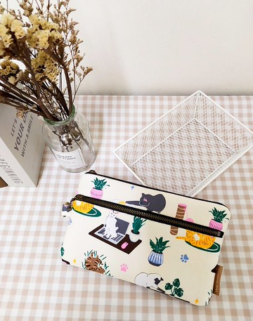 拾光系列零錢包/萬用包/拉鍊收納包/貓咪樂園款