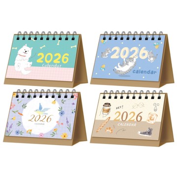 2026年 三角桌曆 128K-狗/貓/花朵/生活系列