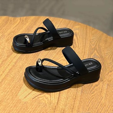 坡跟拖鞋女夏季外穿2025新款韓版夾腳套趾細帶涼鞋增高厚底涼拖鞋