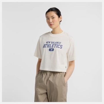NEW BALANCE NB 短袖上衣 運動 休閒 短版上衣 米白色 WT51530SST