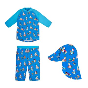 英國 JoJo Maman BeBe 兩件式泳裝+防曬護頸遮陽帽_JJB005