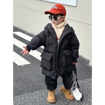 男童羽絨服冬季中長款2023新款男童冬裝棉衣外套白鴨絨洋氣男孩潮