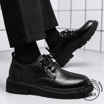 商務皮鞋男青少年英倫風厚底男士休閒型男鞋【木屋雜貨】