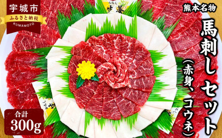 馬刺し セット (赤身 200g、コウネ(タテガミ) 100g)  計300g 馬肉 ばさし