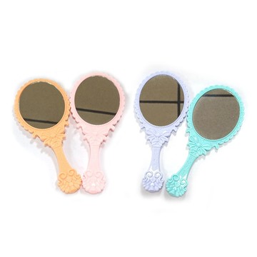 PS MALL復古花紋手柄化妝鏡鏡子 2入(顏色隨機出貨)