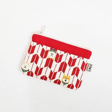 【箭羽紋柴犬-(紅)】 柴犬系!!! 零錢包 隨身包 拉鏈袋 母親節