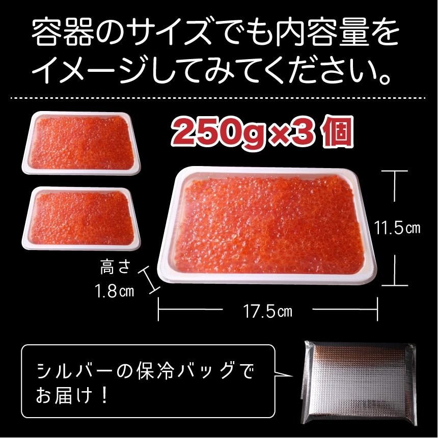 いくら（北欧サーモン）小粒 醤油漬け250ｇ ×3個(750g)