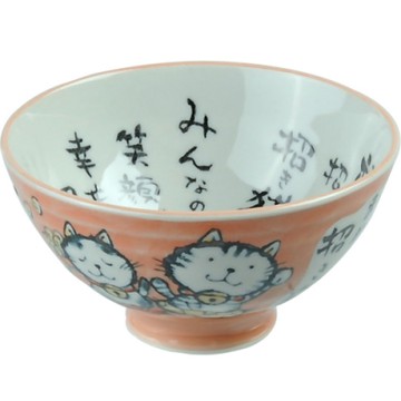 《Tokyo Design》瓷製餐碗-招財貓粉11.5cm-- 飯碗 湯碗