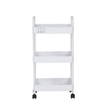 樂嫚妮 三層置物收納車/廚房推車/贈掛勾4入-附輪-(2色)白色