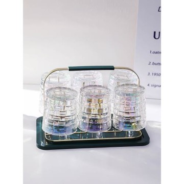 家用透明玻璃杯輕奢高級感女士客廳待客水杯套裝耐熱泡茶杯子杯架