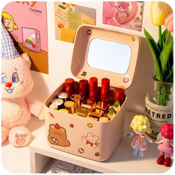 化妝品收納盒 口紅收納盒ins風少女可愛桌面小型盒子網紅放唇釉的化妝品置物架