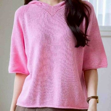 正韓針織上衣 連帽五分袖針織衫SOM1032-創翊韓都