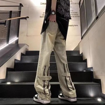 大碼300斤百搭牛仔褲男春秋復古夏季寬松休閑褲闊腿直筒長褲拉鏈